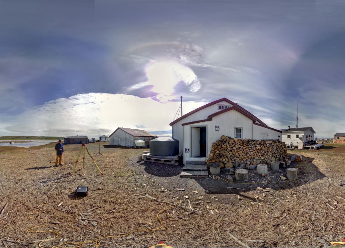 Panoramic view of the Pacific Steam Whaling Co. Community House from the Z+F 5010X, scanning location 10.