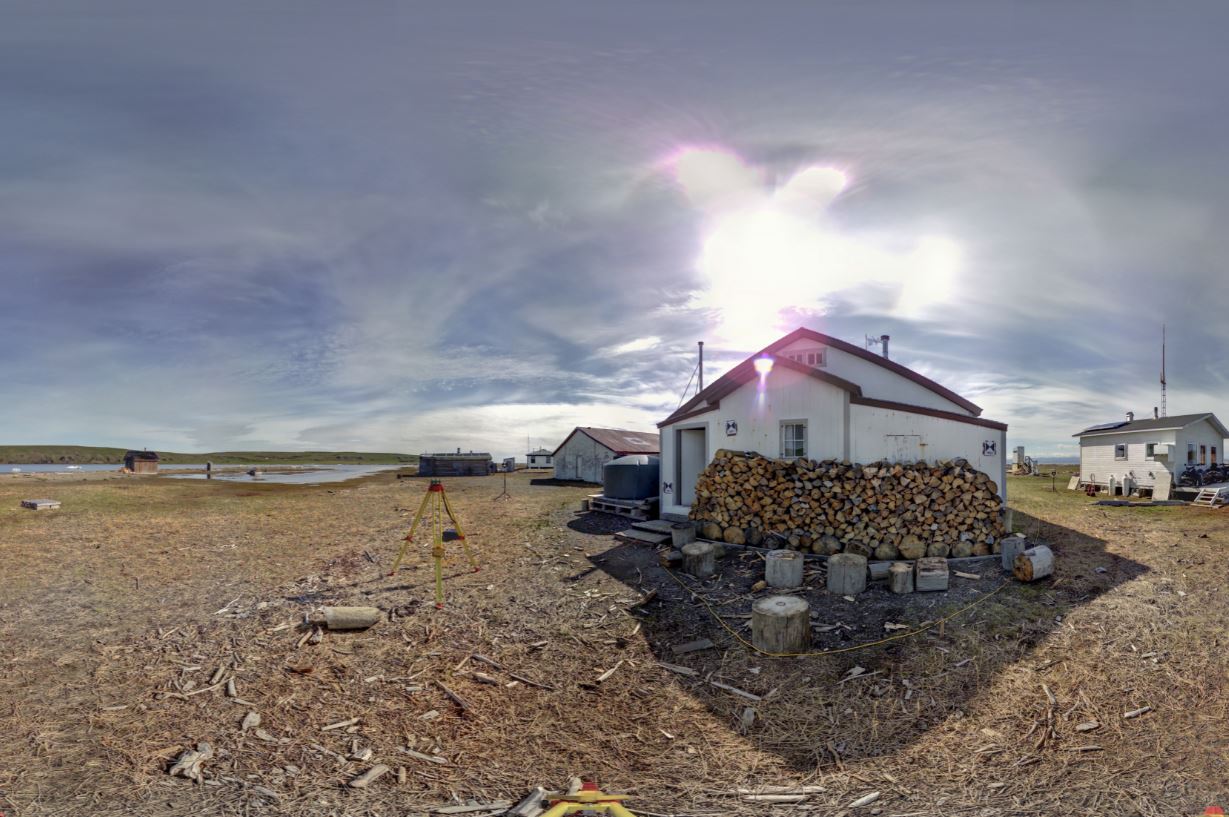 Panoramic view of the Pacific Steam Whaling Co. Community House from the Z+F 5010X, scanning location 11.