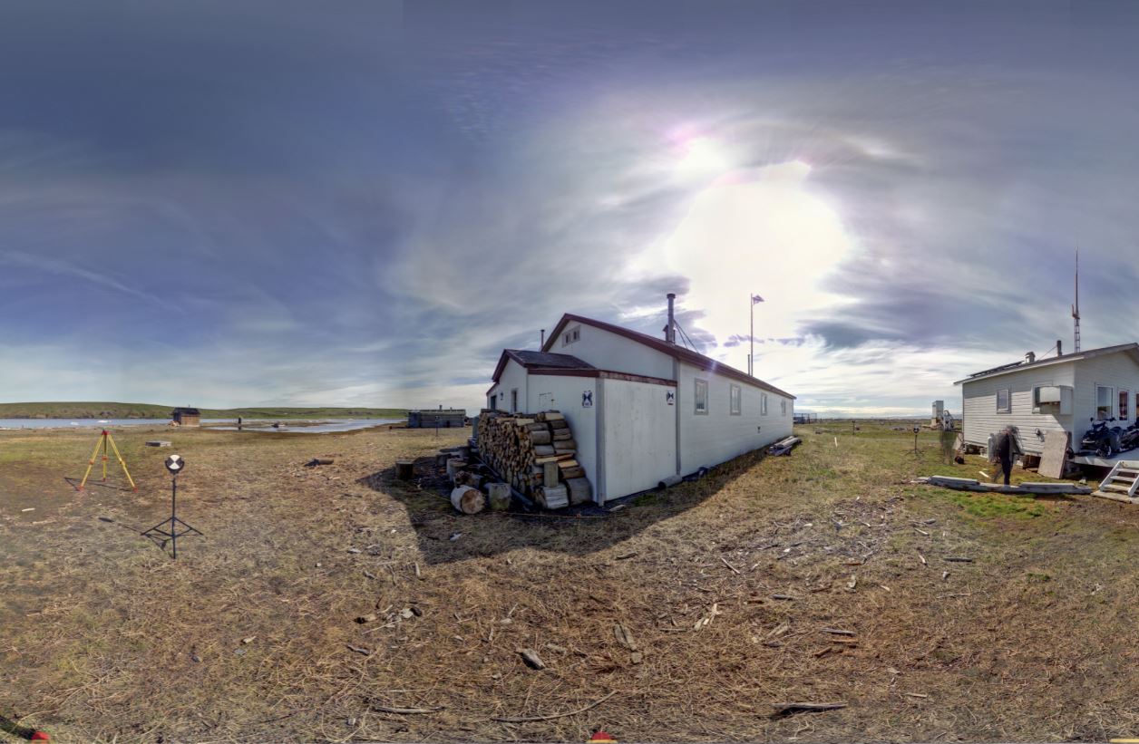 Panoramic view of the Pacific Steam Whaling Co. Community House from the Z+F 5010X, scanning location 12.