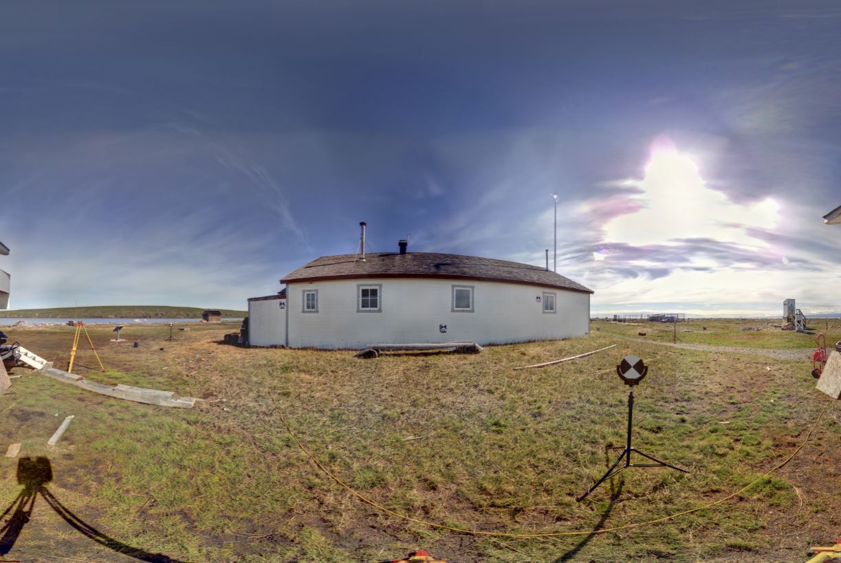 Panoramic view of the Pacific Steam Whaling Co. Community House from the Z+F 5010X, scanning location 14.