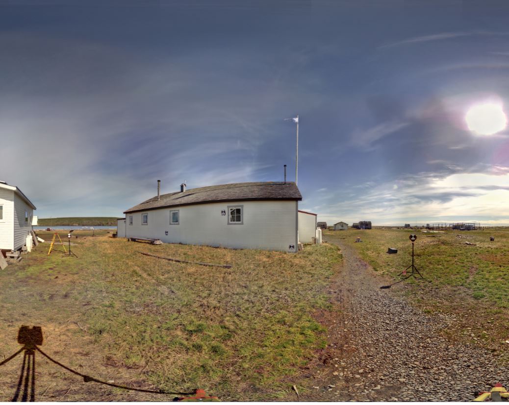 Panoramic view of the Pacific Steam Whaling Co. Community House from the Z+F 5010X, scanning location 15.