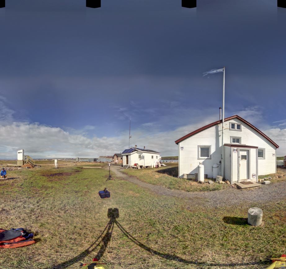 Panoramic view of the Pacific Steam Whaling Co. Community House from the Z+F 5010X, scanning location 2.
