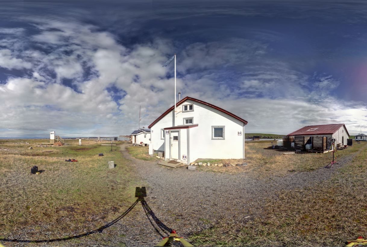 Panoramic view of the Pacific Steam Whaling Co. Community House from the Z+F 5010X, scanning location 3.