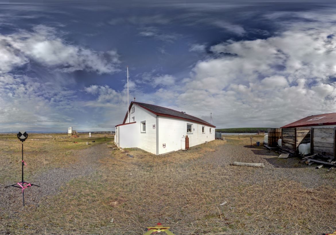 Panoramic view of the Pacific Steam Whaling Co. Community House from the Z+F 5010X, scanning location 4.