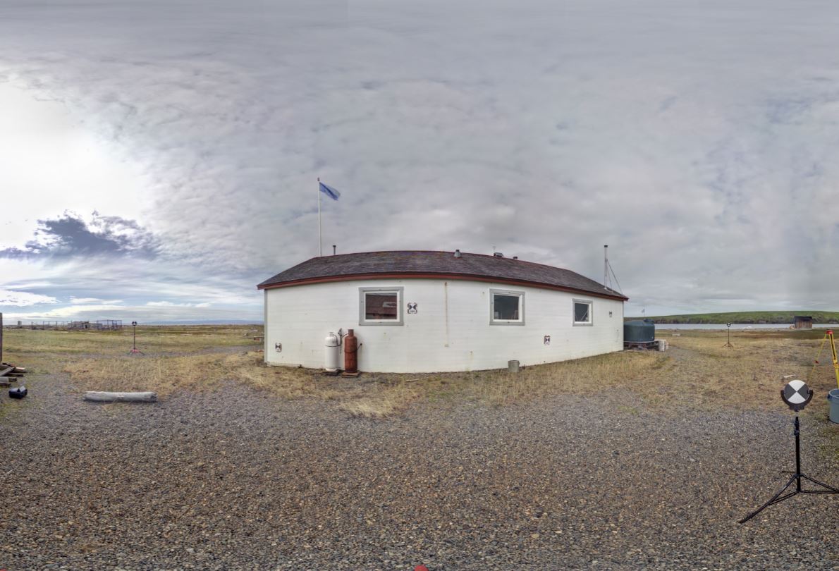 Panoramic view of the Pacific Steam Whaling Co. Community House from the Z+F 5010X, scanning location 6.