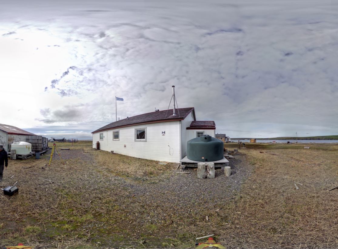 Panoramic view of the Pacific Steam Whaling Co. Community House from the Z+F 5010X, scanning location 8.
