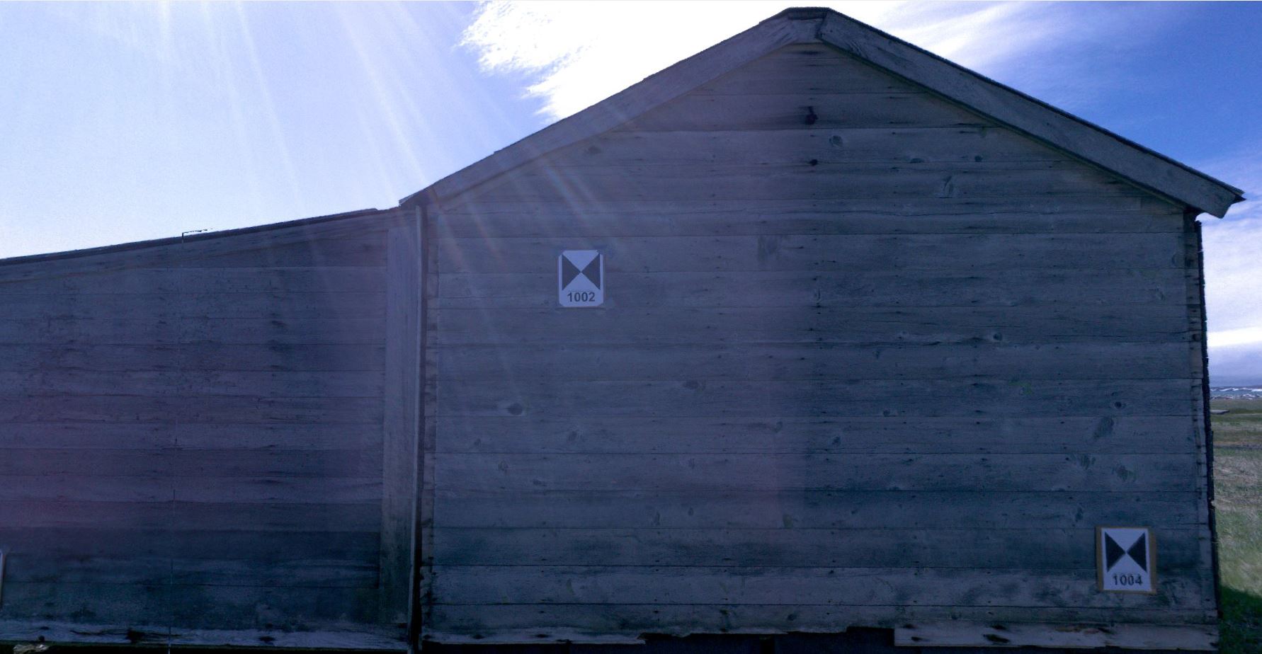 Panoramic view of scanning location 8 of the exterior of Small House no.11 on Herschel Island