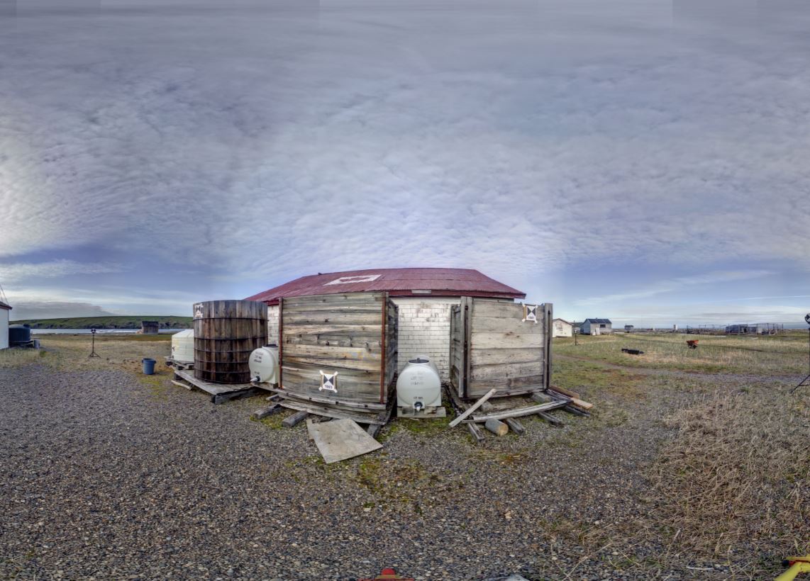 Panoramic view of the Pacific Steam Whaling Co. Bonehouse from the Z+F 5010X, scanning location 10.