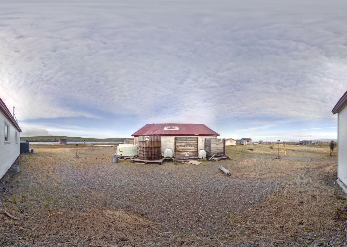 Panoramic view of the Pacific Steam Whaling Co. Bonehouse from the Z+F 5010X, scanning location 11.