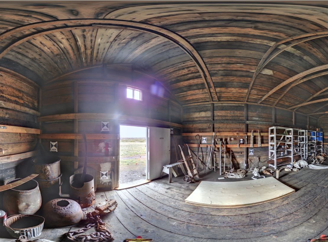 Panoramic view of the Pacific Steam Whaling Co. Bonehouse central bay from the Z+F 5010x, scanning location 3