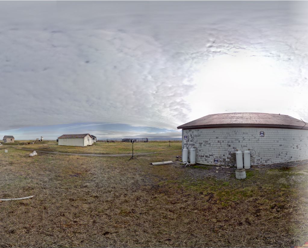 Panoramic view of the Pacific Steam Whaling Co. Bonehouse from the Z+F 5010X, scanning location 4.