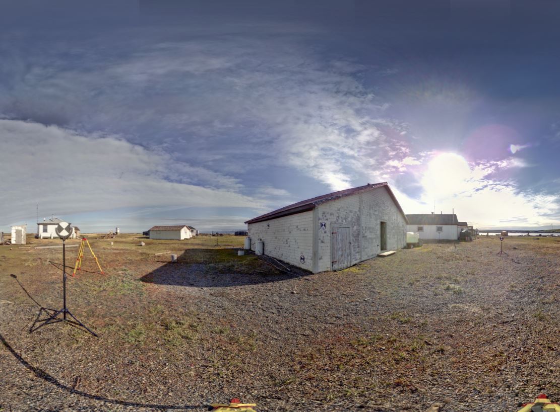 Panoramic view of the Pacific Steam Whaling Co. Bonehouse from the Z+F 5010X, scanning location 5.