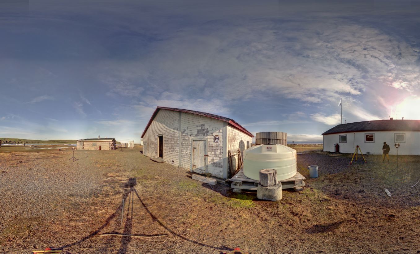 Panoramic view of the Pacific Steam Whaling Co. Bonehouse from the Z+F 5010X, scanning location 7.