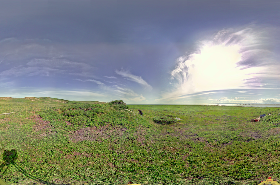 Panoramic view of scanning location 2 of the exterior of the Ice House on Herschel Island