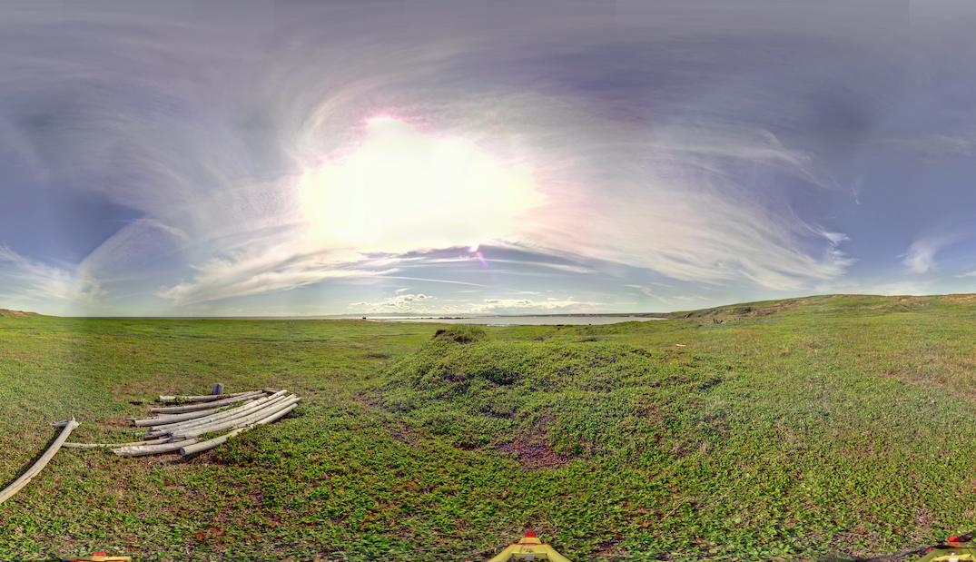 Panoramic view of scanning location 4 of the exterior of the Ice House on Herschel Island