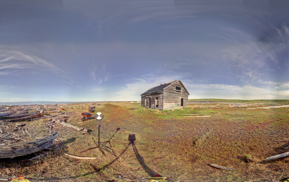 Panoramic view of the exterior of the Anglican Mission House from scanning location 2