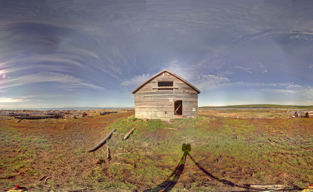 Panoramic view of the exterior of the Anglican Mission House from scanning location 3