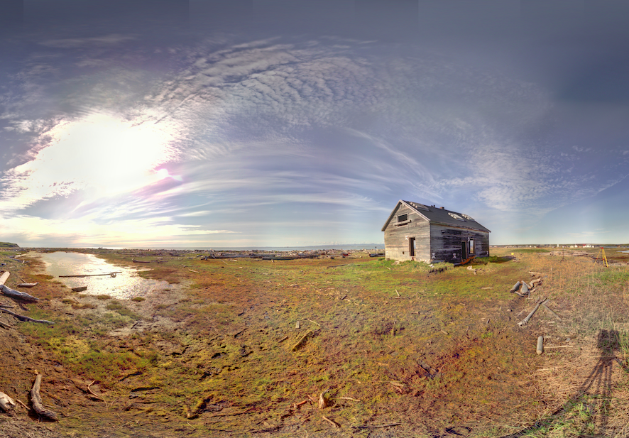 Panoramic view of the exterior of the Anglican Mission House from scanning location 4