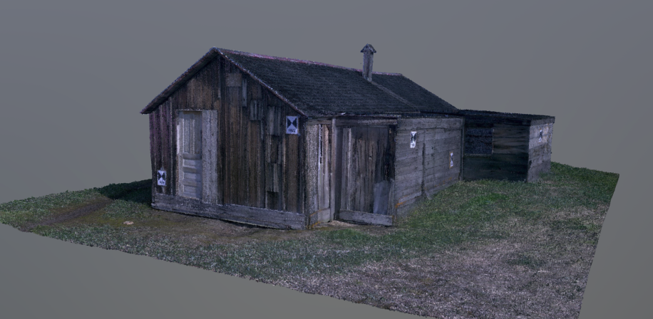 Point cloud showing the exterior of small house, number 12. Photo source: Capture2Preserv project.