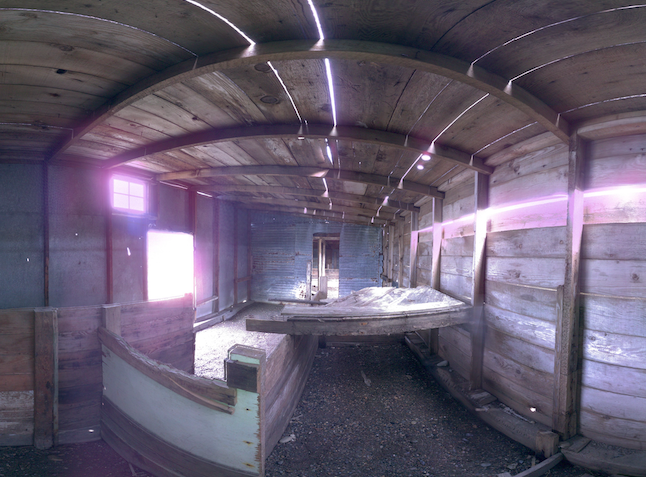 Interior of the dog kennels captured during documentation with the Leica BLK 360 terrestrial laser scanner.