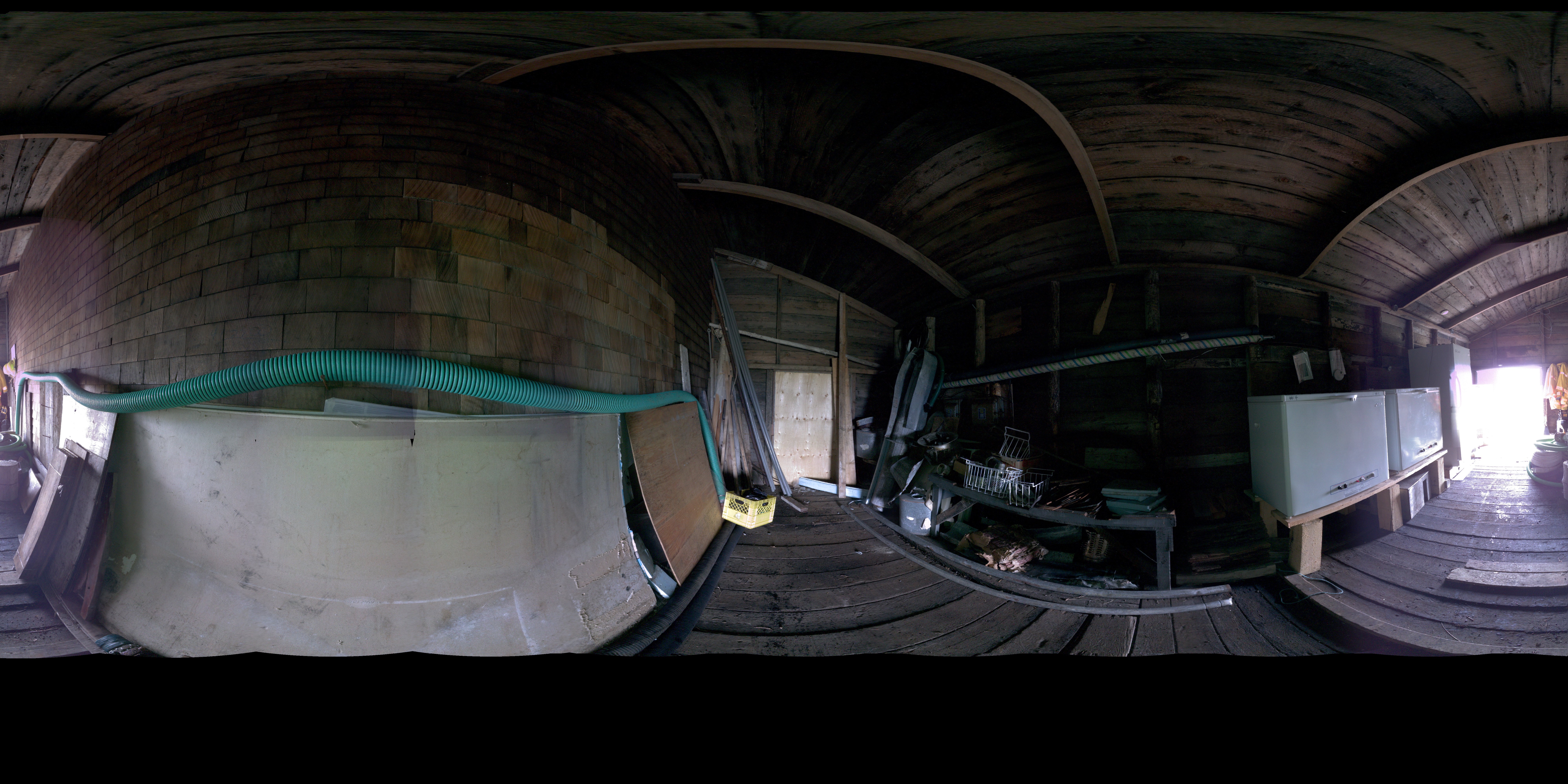 Panoramic view of the Pacific Steam Whaling Co. Bonehouse interior from the Leica BKL 360, scanning location 2