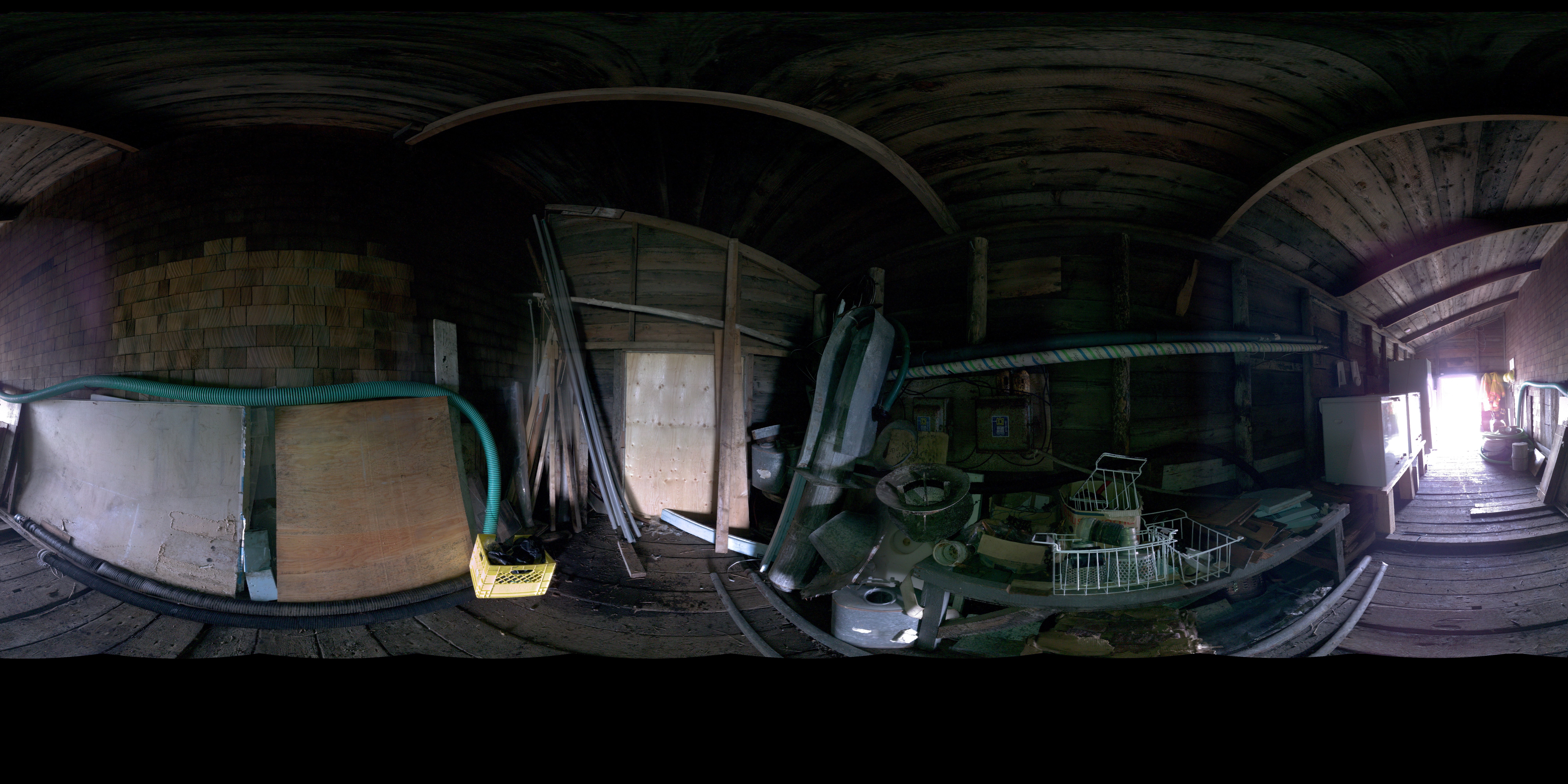 Panoramic view of the Pacific Steam Whaling Co. Bonehouse interior from the Leica BKL 360, scanning location 3