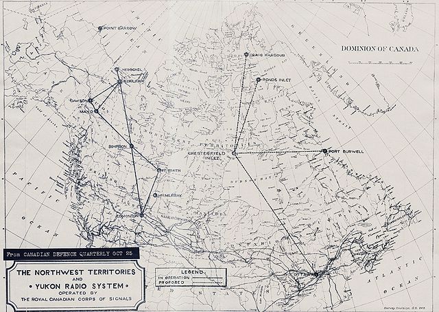 Map of the Northwest Territories and Yukon Radio System.