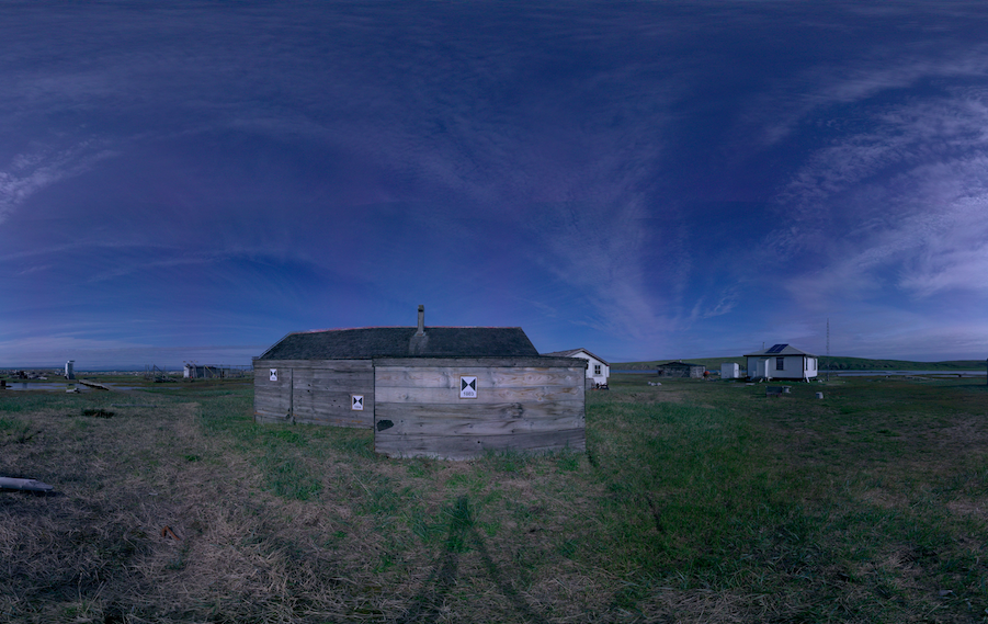 Panoramic view of scanning location 2 of the exterior of Small House no.12 on Herschel Island