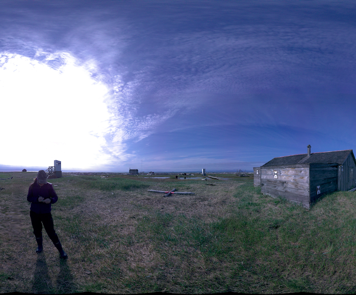 Panoramic view of scanning location 3 of the exterior of Small House no.12 on Herschel Island