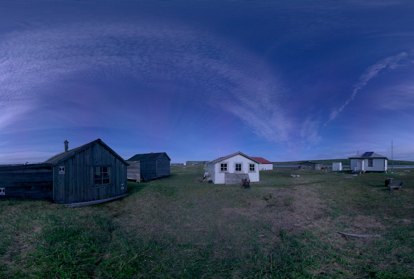 Panoramic view of scanning location 4 of the exterior of Small House no.12 on Herschel Island