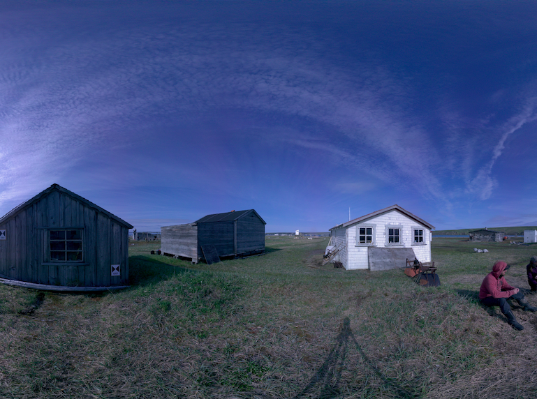 Panoramic view of scanning location 5 of the exterior of Small House no.12 on Herschel Island