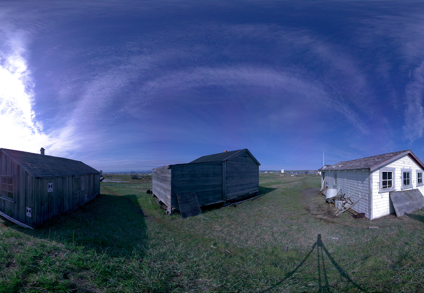 Panoramic view of scanning location 6 of the exterior of Small House no.12 on Herschel Island