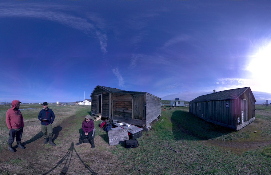 Panoramic view of scanning location 9 of the exterior of Small House no.12 on Herschel Island