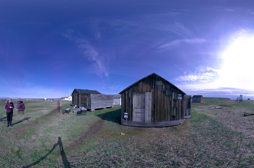 Panoramic view of scanning location 10 of the exterior of Small House no.12 on Herschel Island