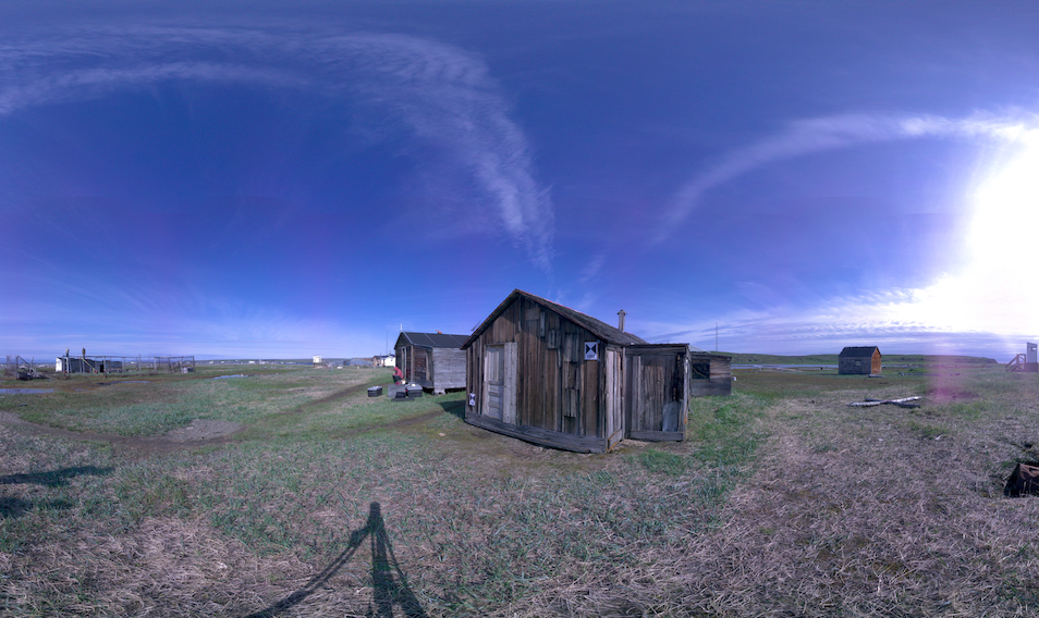 Panoramic view of scanning location 11 of the exterior of Small House no.12 on Herschel Island