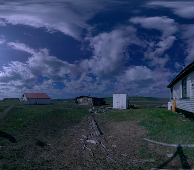 Panoramic view of the exterior of the RCCS Transmitter Station Building from scanning location 1