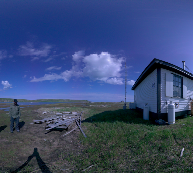 Panoramic view of the exterior of the RCCS Transmitter Station Building from scanning location 4