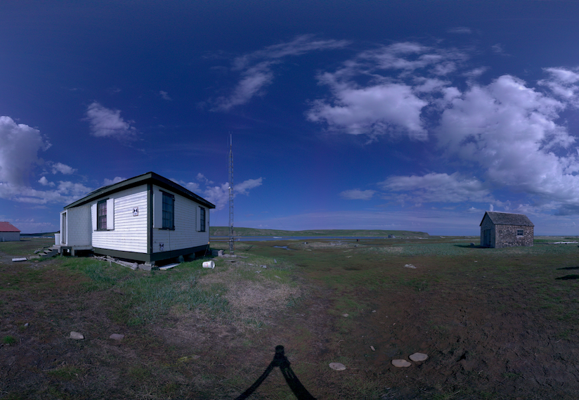 Panoramic view of the exterior of the RCCS Transmitter Station Building from scanning location 11