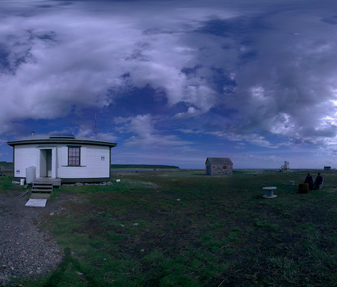 Panoramic view of the exterior of the RCCS Transmitter Station Building from scanning location 13