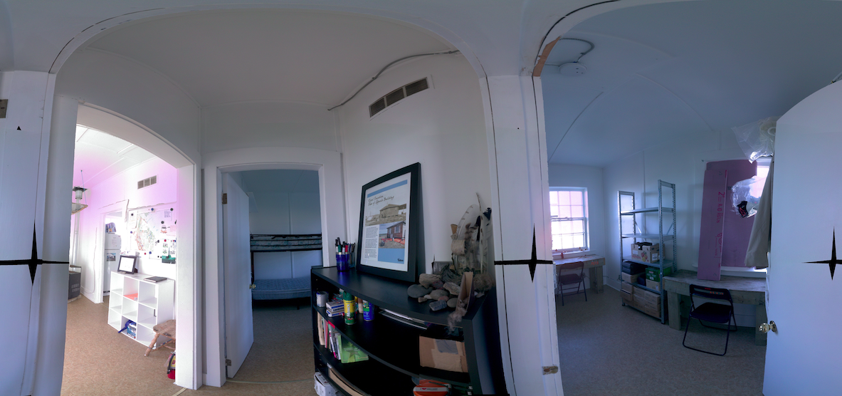 Panoramic view of the interior of the RCCS Transmitter Station Building from scanning location 5