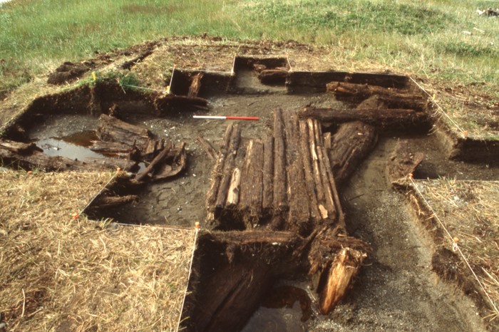 Floor details of an excavated house on Herschel Island