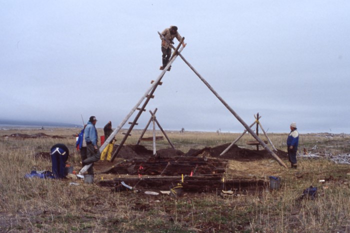 Photographing a sod house on Herschel island