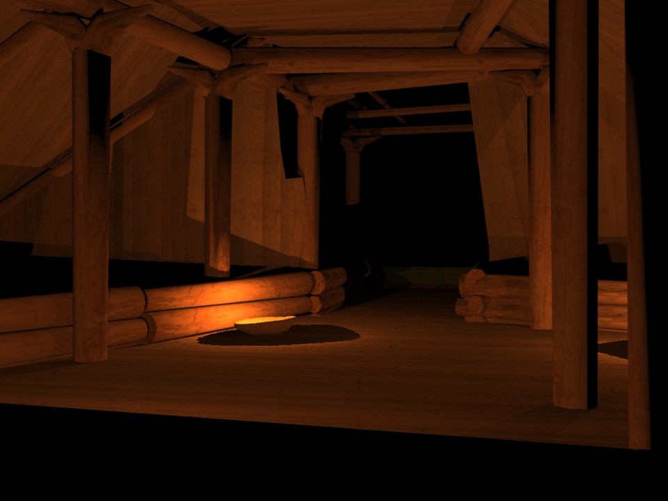 Computer lighting simulation of house interior