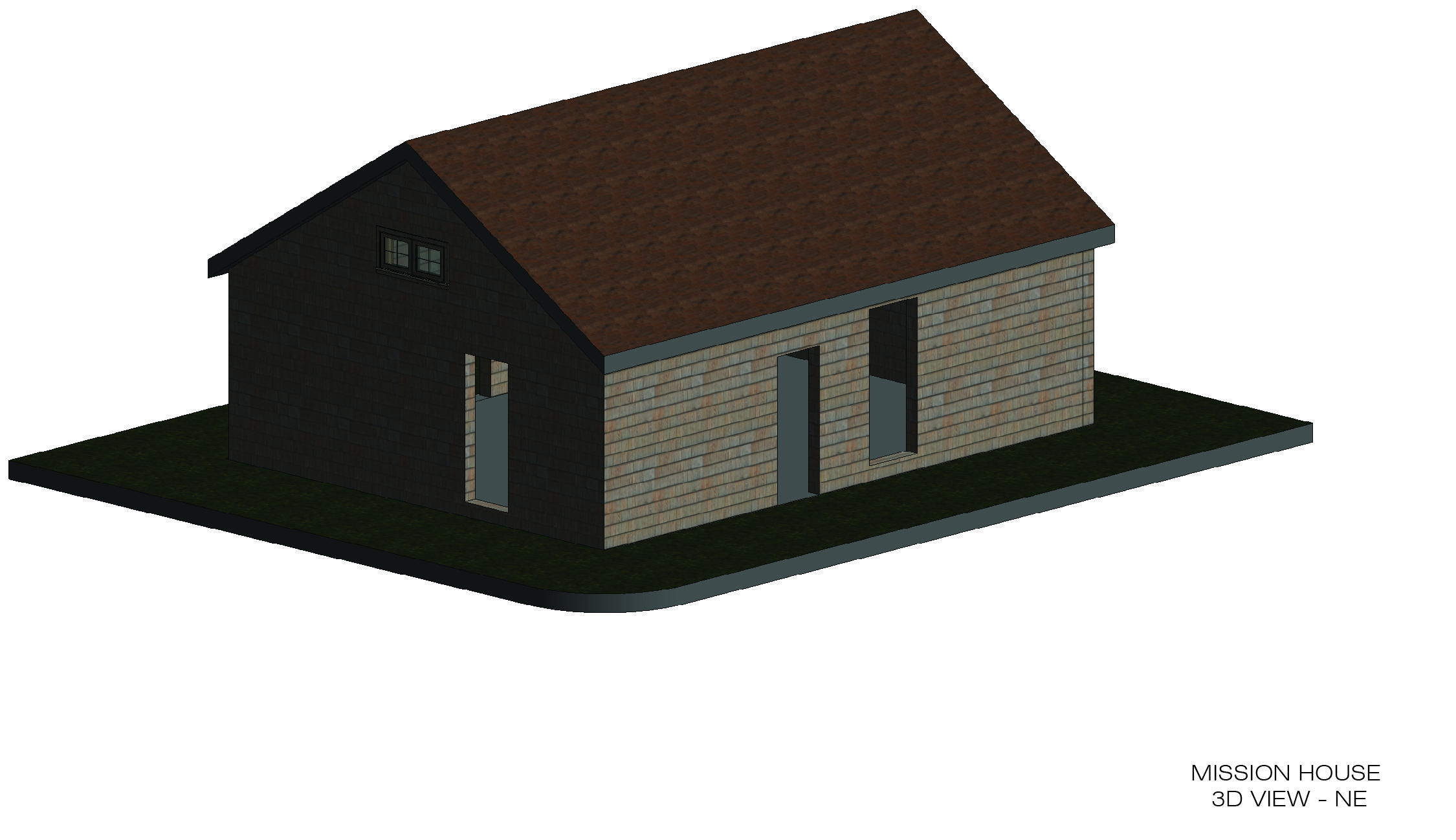3D view of the northeast corner of the Anglican Mission House