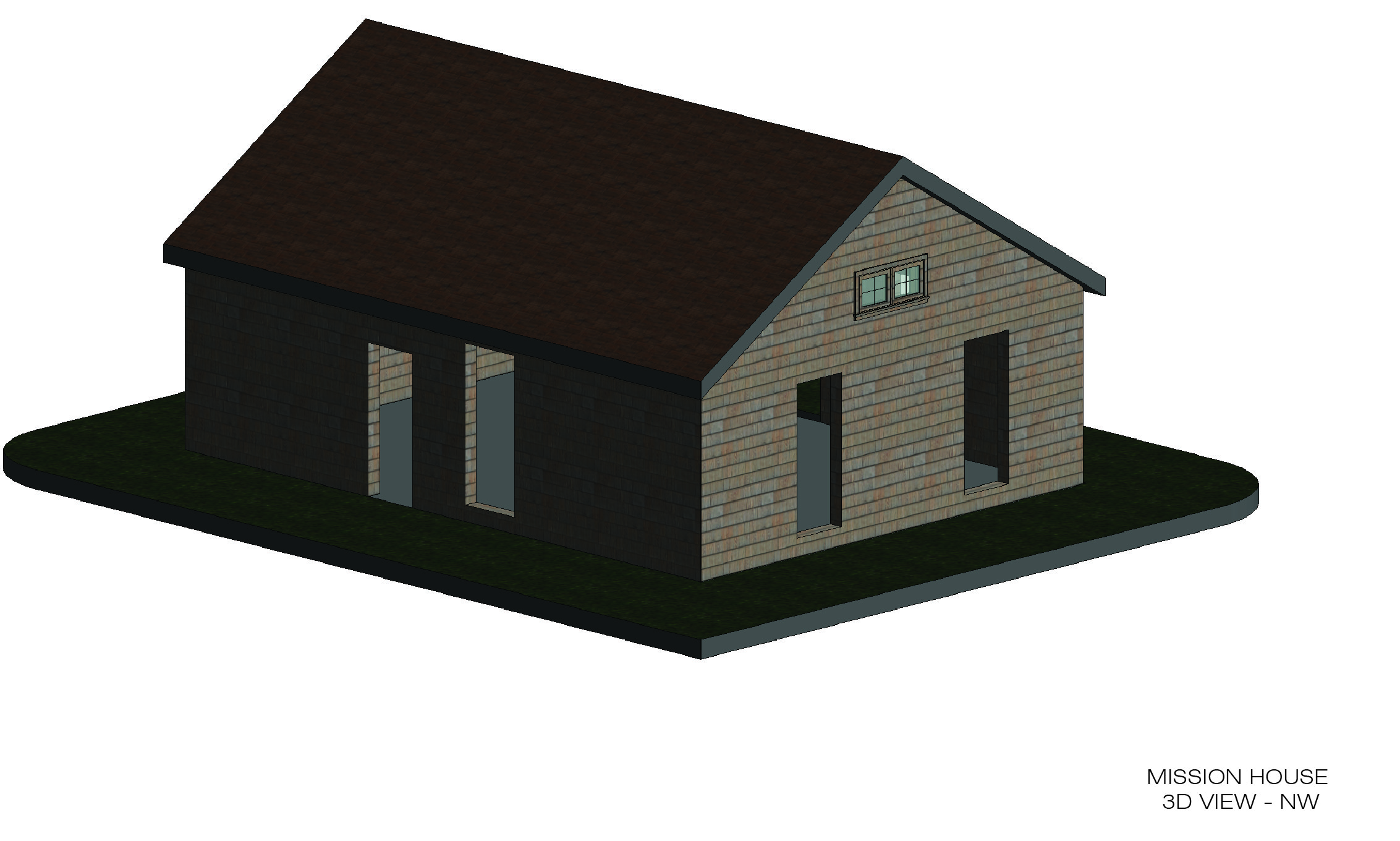 3D view of the northwest corner of the Anglican Mission House