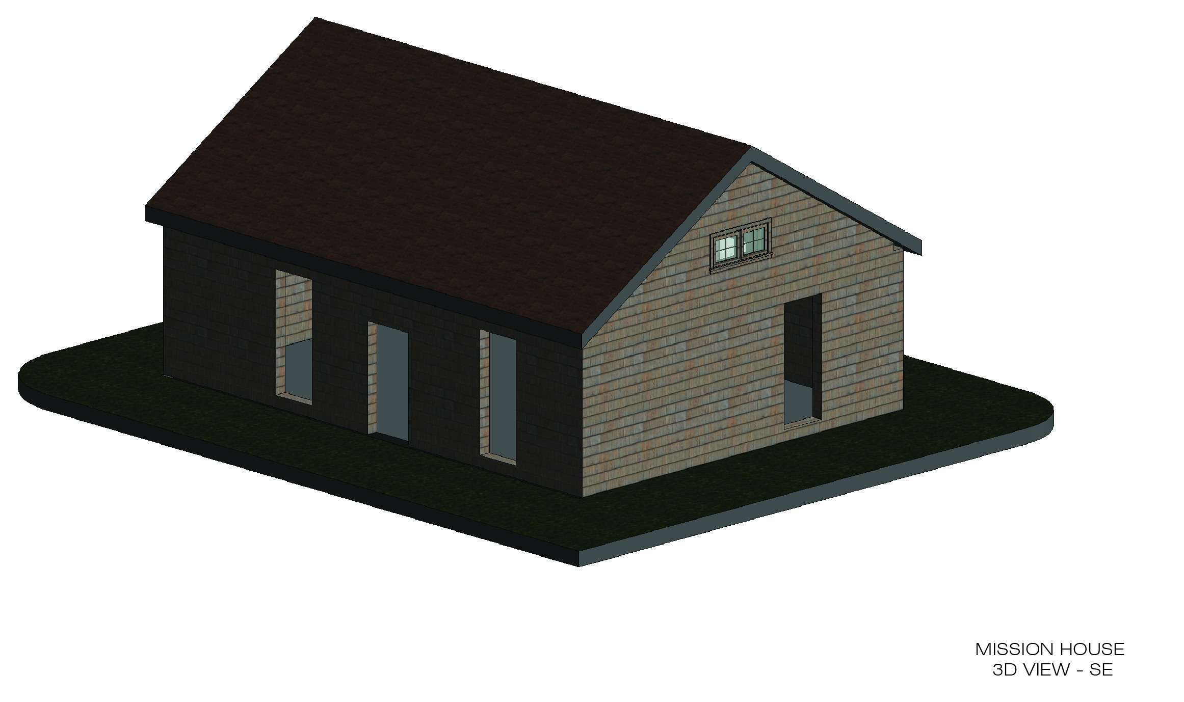 3D view of the southeast corner of the Anglican Mission House