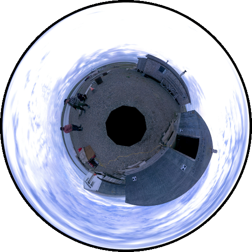 Panoramic image of scan location 2 of the NWTC bonded warehouse building from the Leica BKL 360.