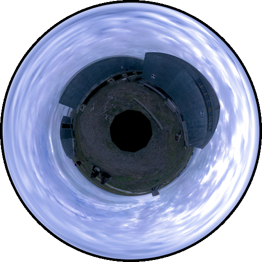 Panoramic image of scan location 9 of the NWTC bonded warehouse building from the Leica BKL 360.