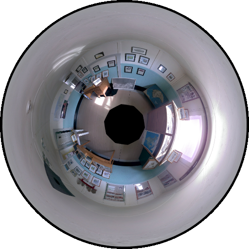 Panoramic image of a museum room of the Community House from the Leica BKL 360.