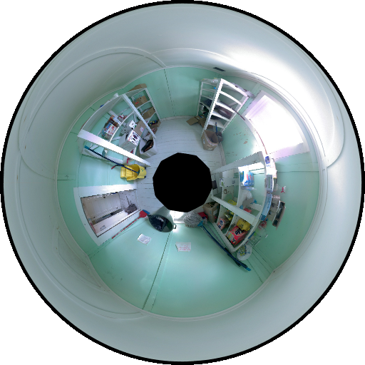 Panoramic image of a store room of the Community House from the Leica BKL 360.